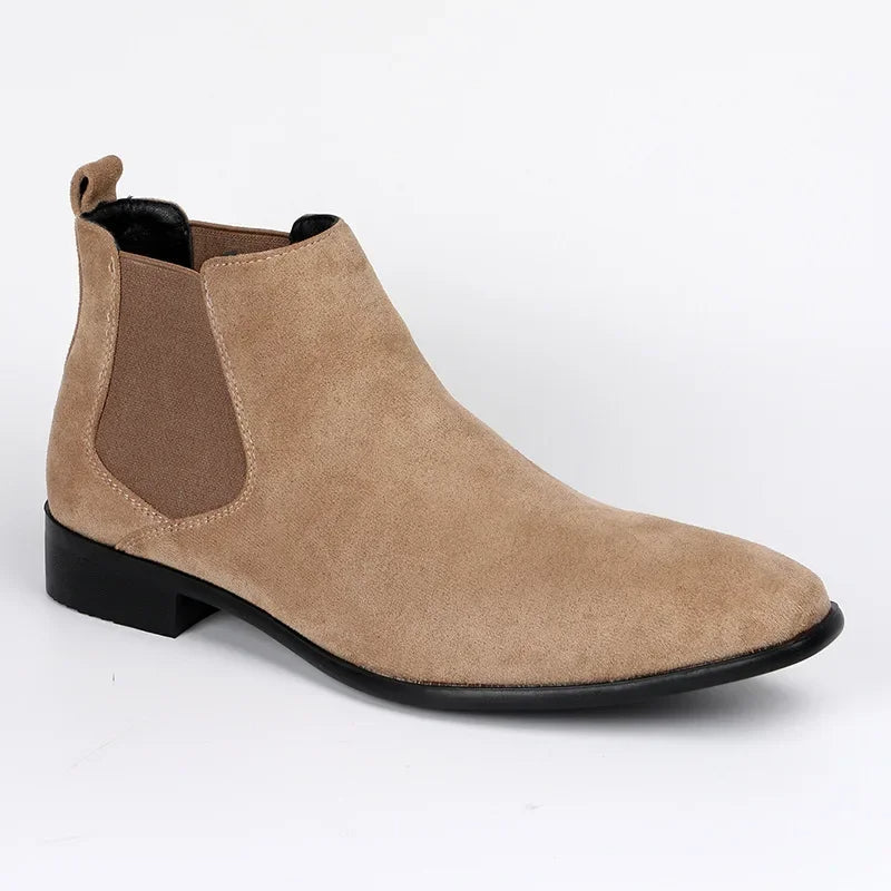 Men's Chelsea Boots Pointed Toe Slip-On Leather Black