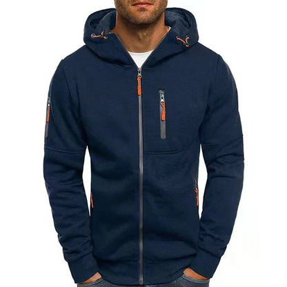 Premium Men's Full Zip Up Hoodie - Soft Polyester, All-Season Comfort, Secure Pockets