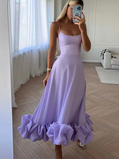 Women's Ruffle Midi Evening Dress