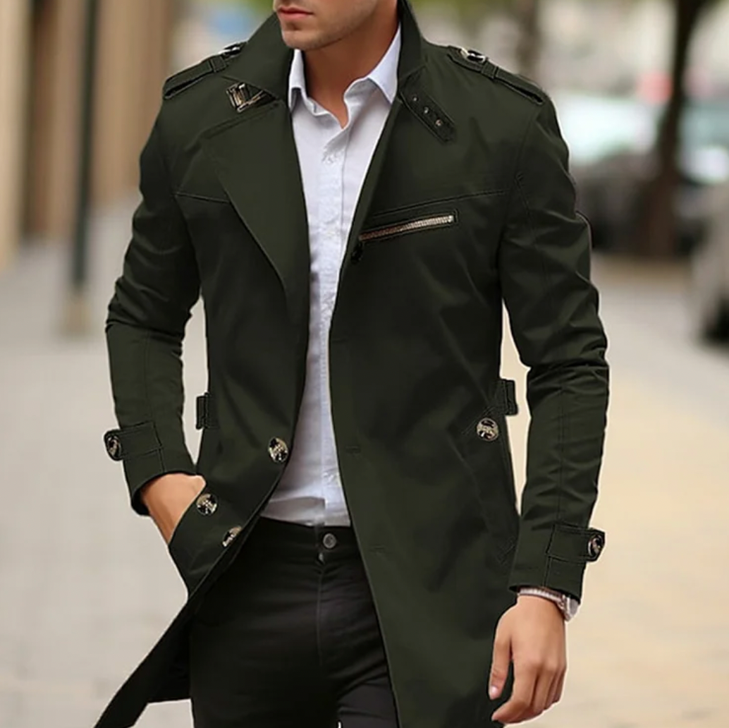 Image of Drake | Men's Double-Breasted Long Coat