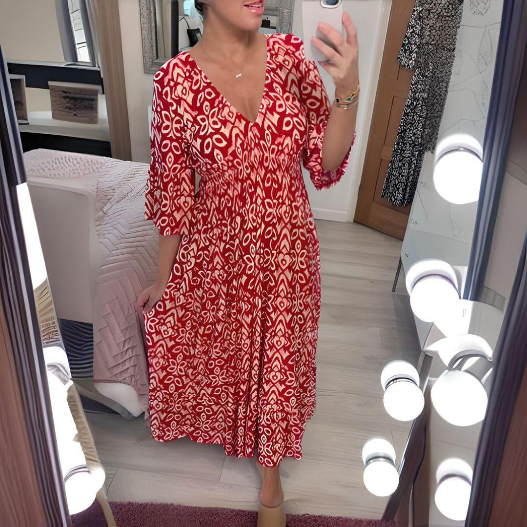 Slimming Fit Floral Maxi Beach Dress for Women - VibreMode