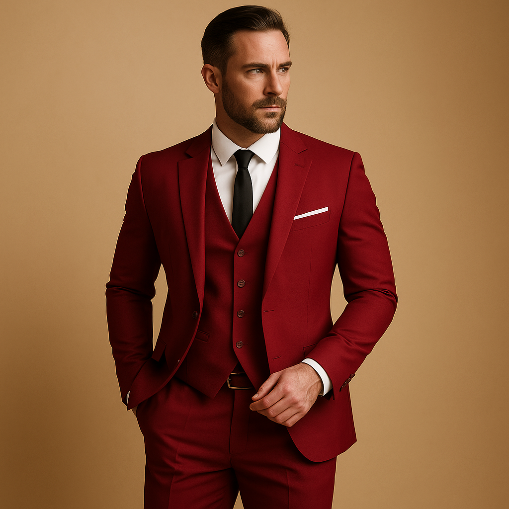 Men's Slim Fit Three Piece Suit Blazer Pants
