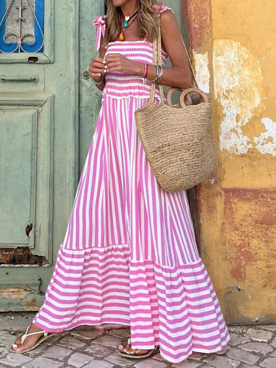 Women's Striped Summer Dress - VibreMode