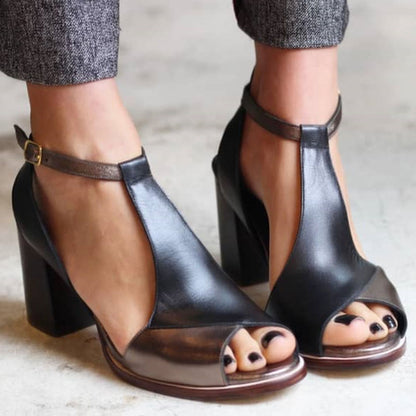 Stylish Black Ankle Strap High Heels - VibreMode