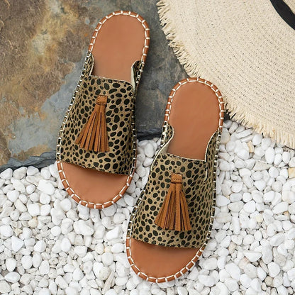 Women's Open Toe Patterned Slide Sandals