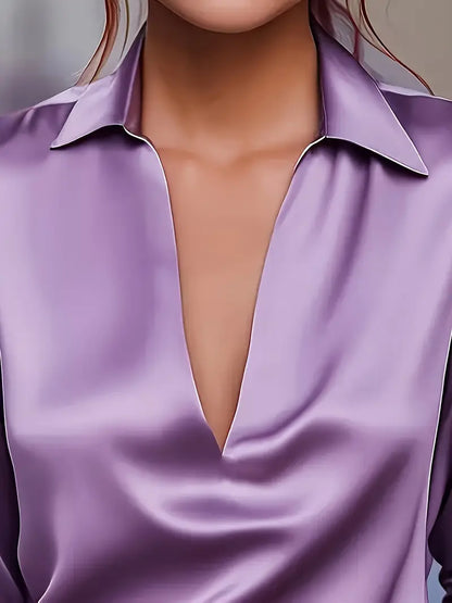 Luxury Soft V-Neck Satin Top
