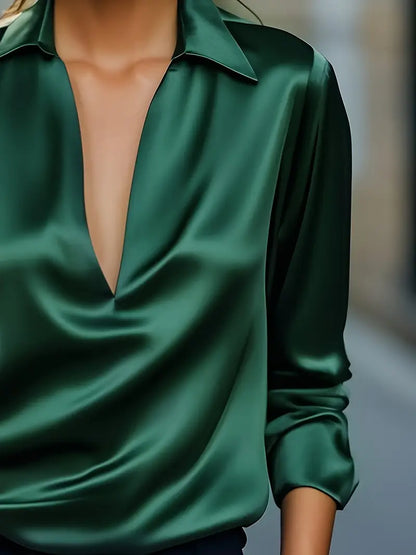 Luxury Soft V-Neck Satin Top