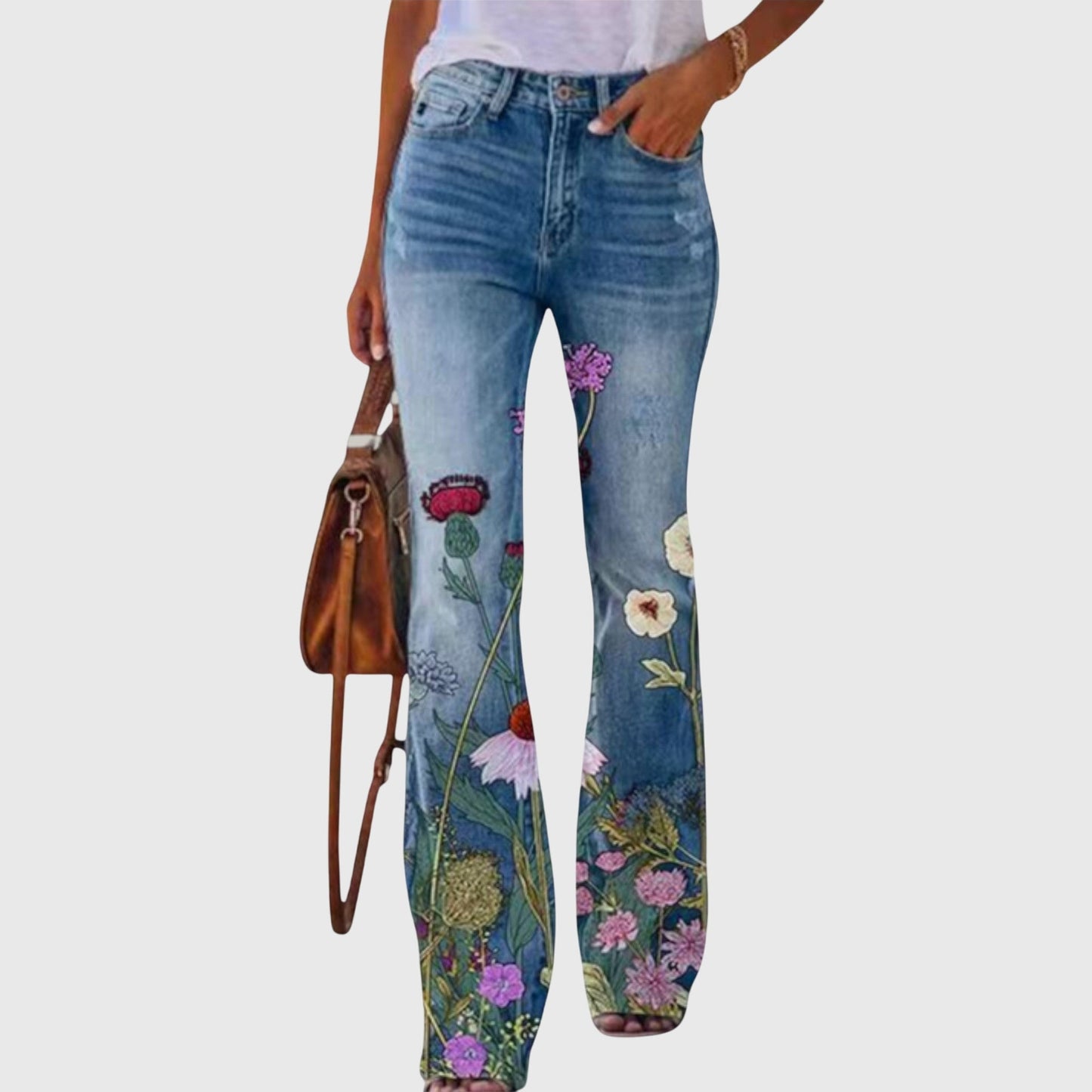Women's Slim Fit Floral Pattern Jeans
