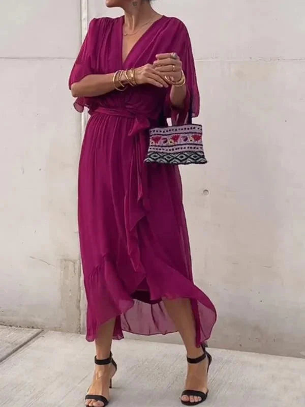 Women's Silk V-Neck Dress