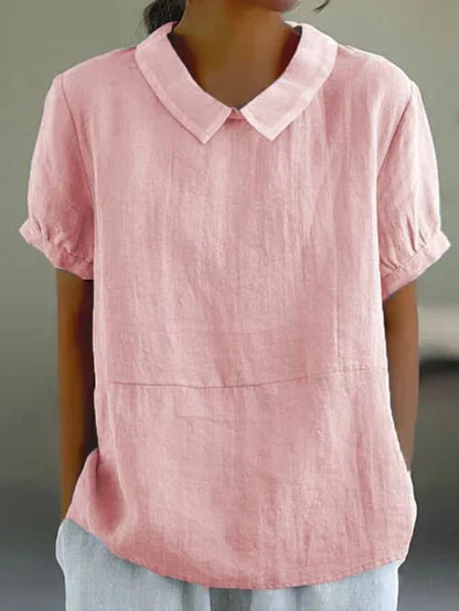 Women's Short Sleeve Casual Peter Pan Collar