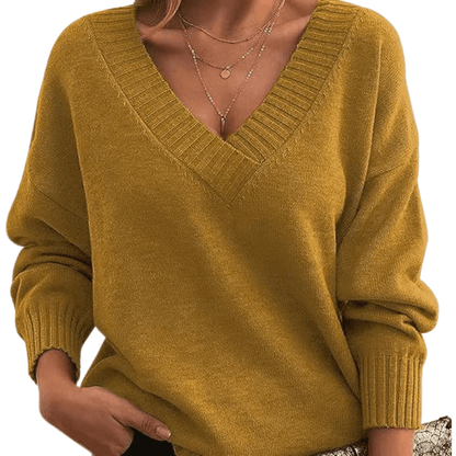 Women's V-Neck Sweater Classic Pullover