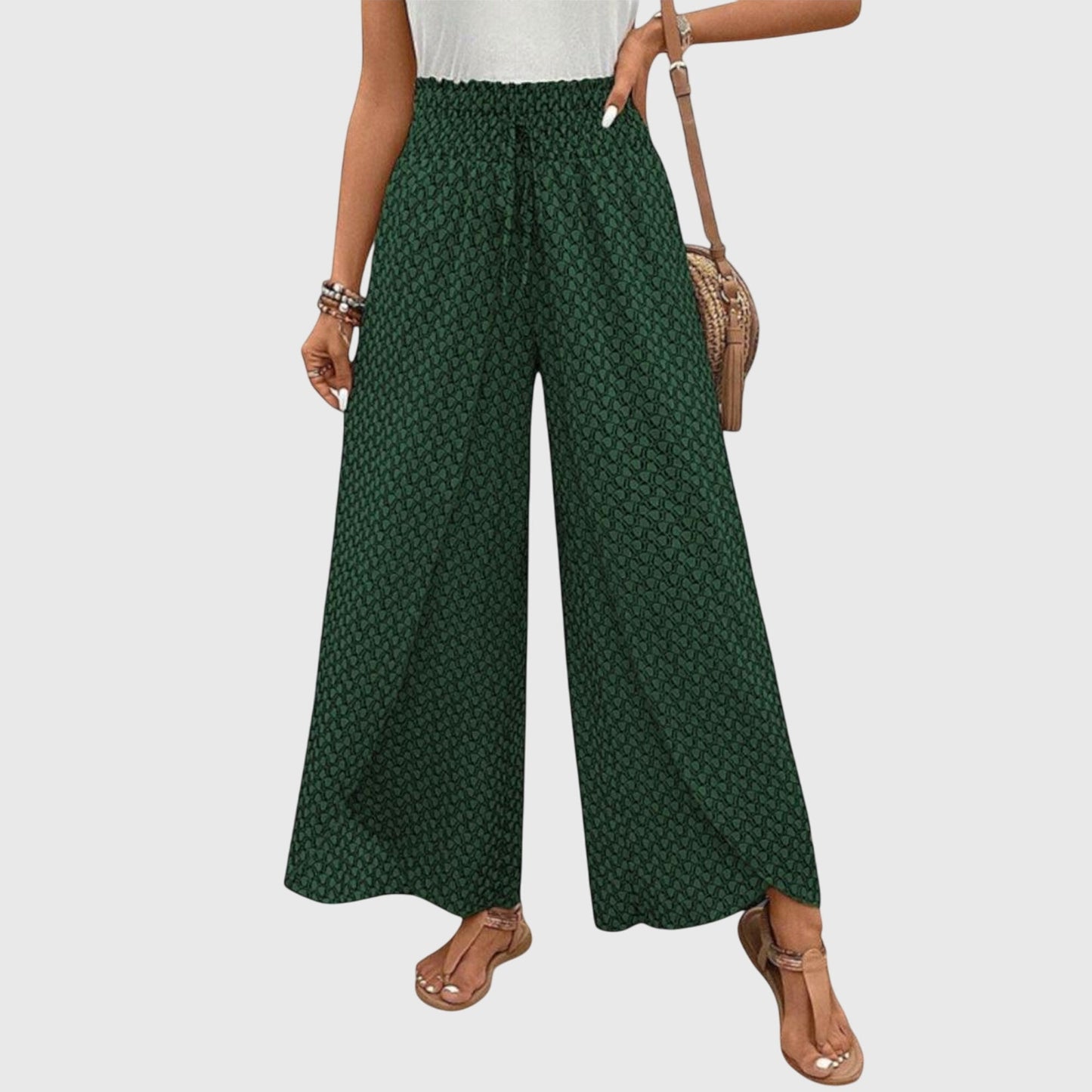 Comfortable Elastic Waist Wide Leg Pants