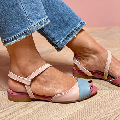 Women's Asymmetrical Sandals Pink Block Heel