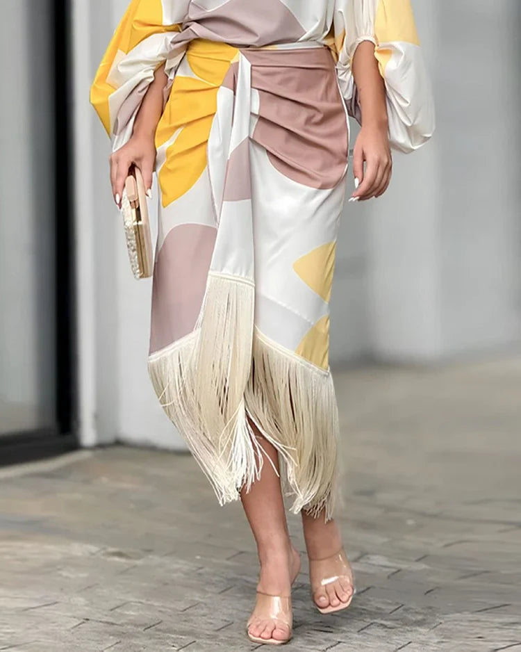 Women's Printed Two Piece Set Elegant Design