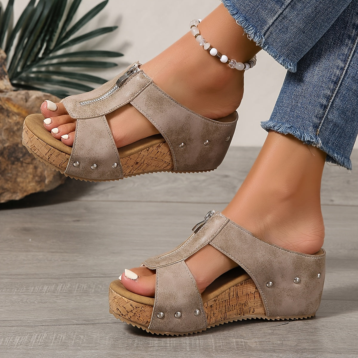 Comfortable Women's Wedge Slip On Sandals for Walking