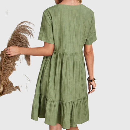 Floral V-Neck Layered Midi Dress For Ladies