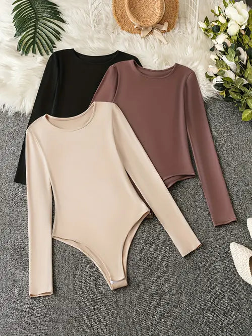 Women's Long Sleeve Bodysuits 3-Pack - VibreMode