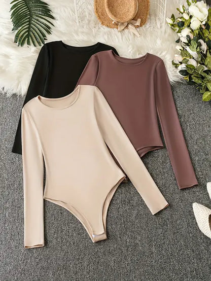 Women's Long Sleeve Bodysuits 3-Pack - VibreMode
