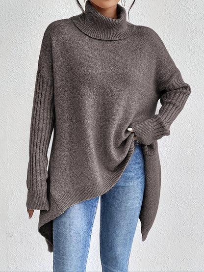 Women's Folded Turtleneck Sweater Loose Fit