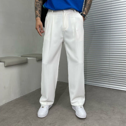 Men's Straight Leg Pleated Trousers