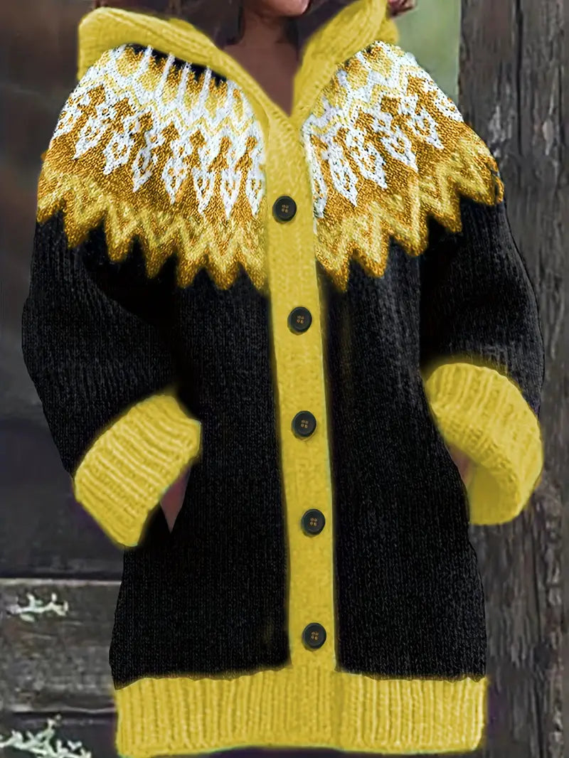 Women's Hooded Cardigan Knit Button Front