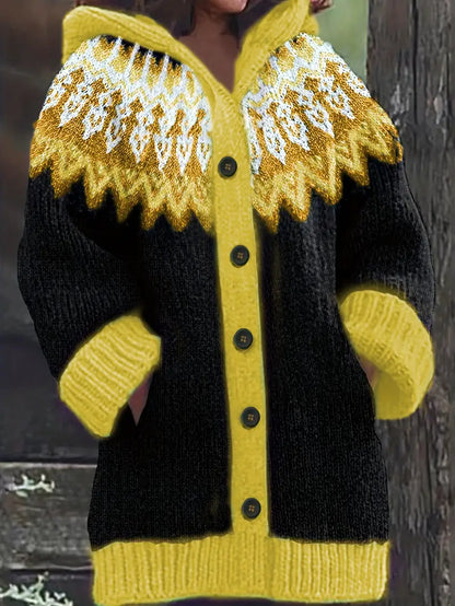 Women's Hooded Cardigan Knit Button Front