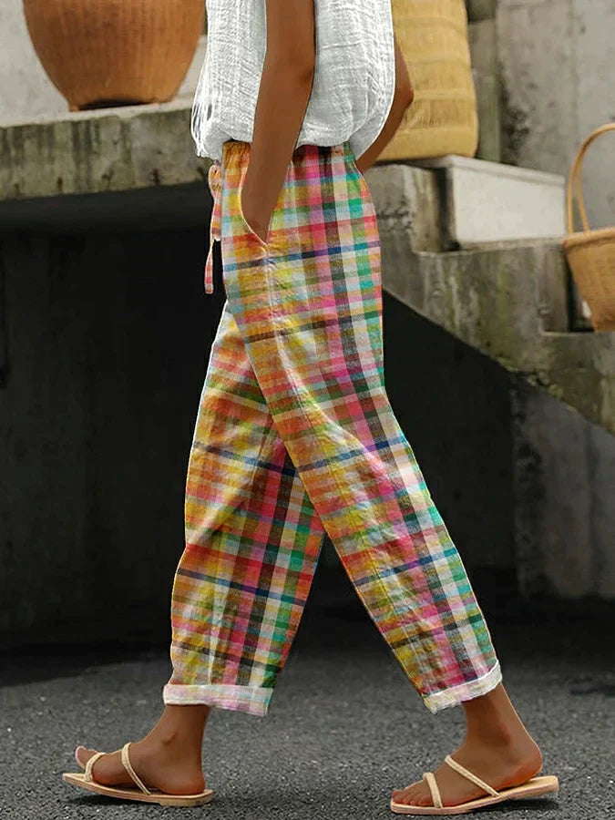 Relaxed Fit Plaid Trousers - VibreMode