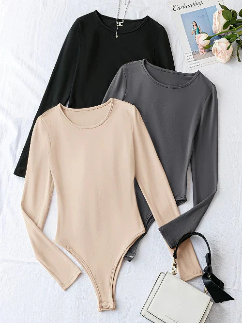 Women's Long Sleeve Bodysuits 3-Pack