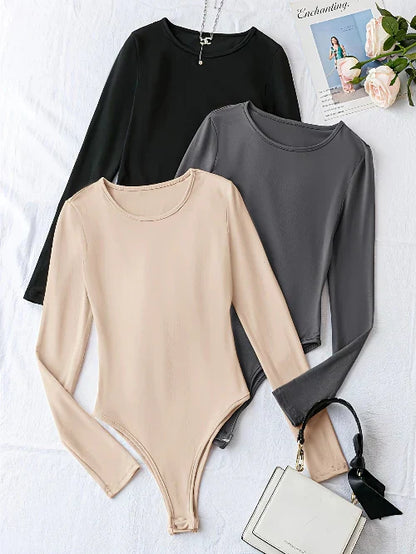 Women's Long Sleeve Bodysuits 3-Pack