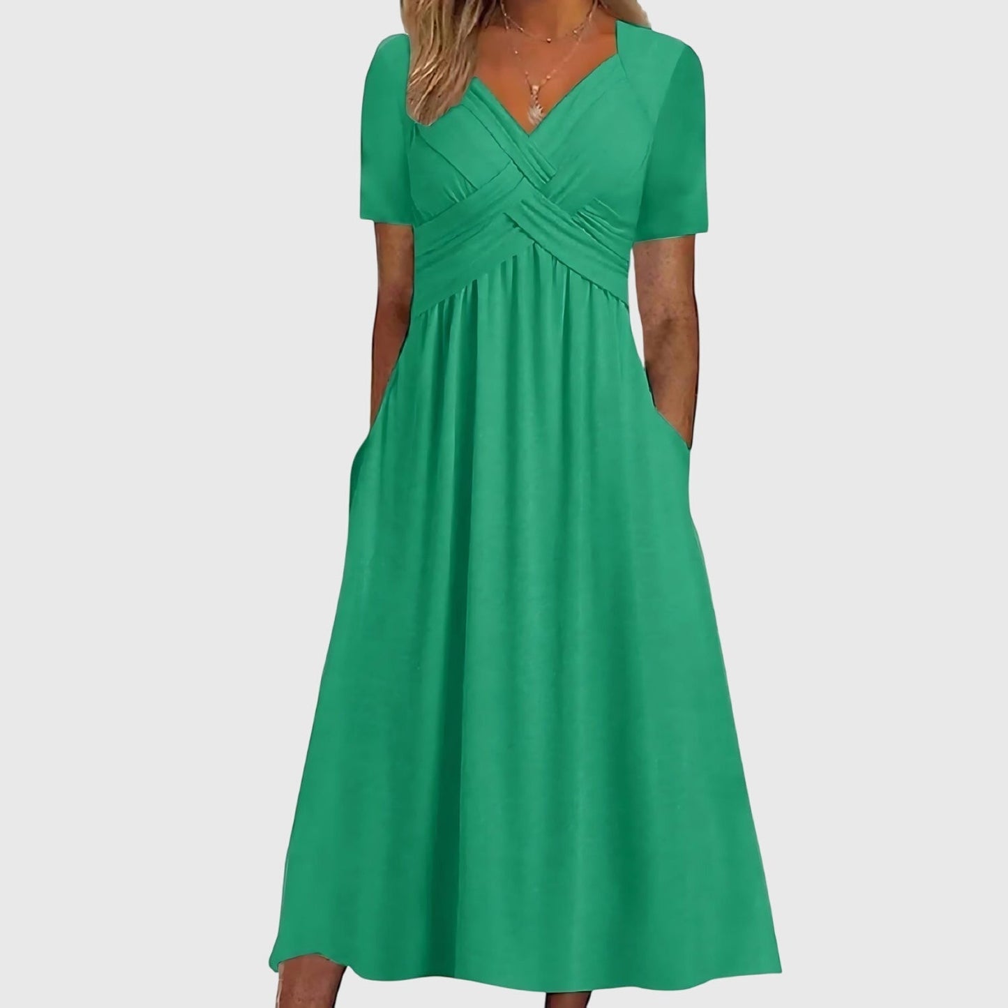 Elegant Women's V Neck Floral Midi Dress