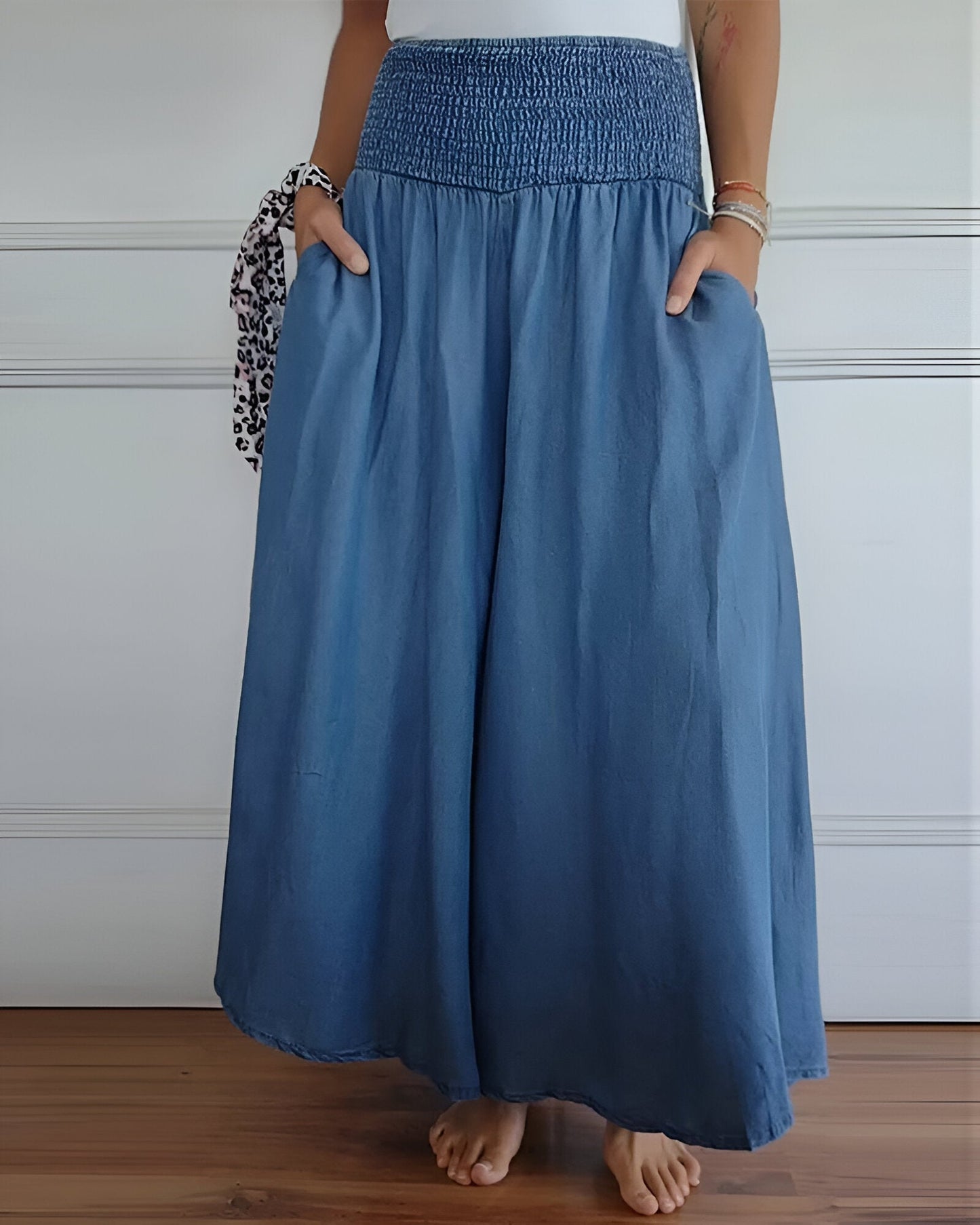 Women's Wide Leg Pants Smocked Waist - VibreMode