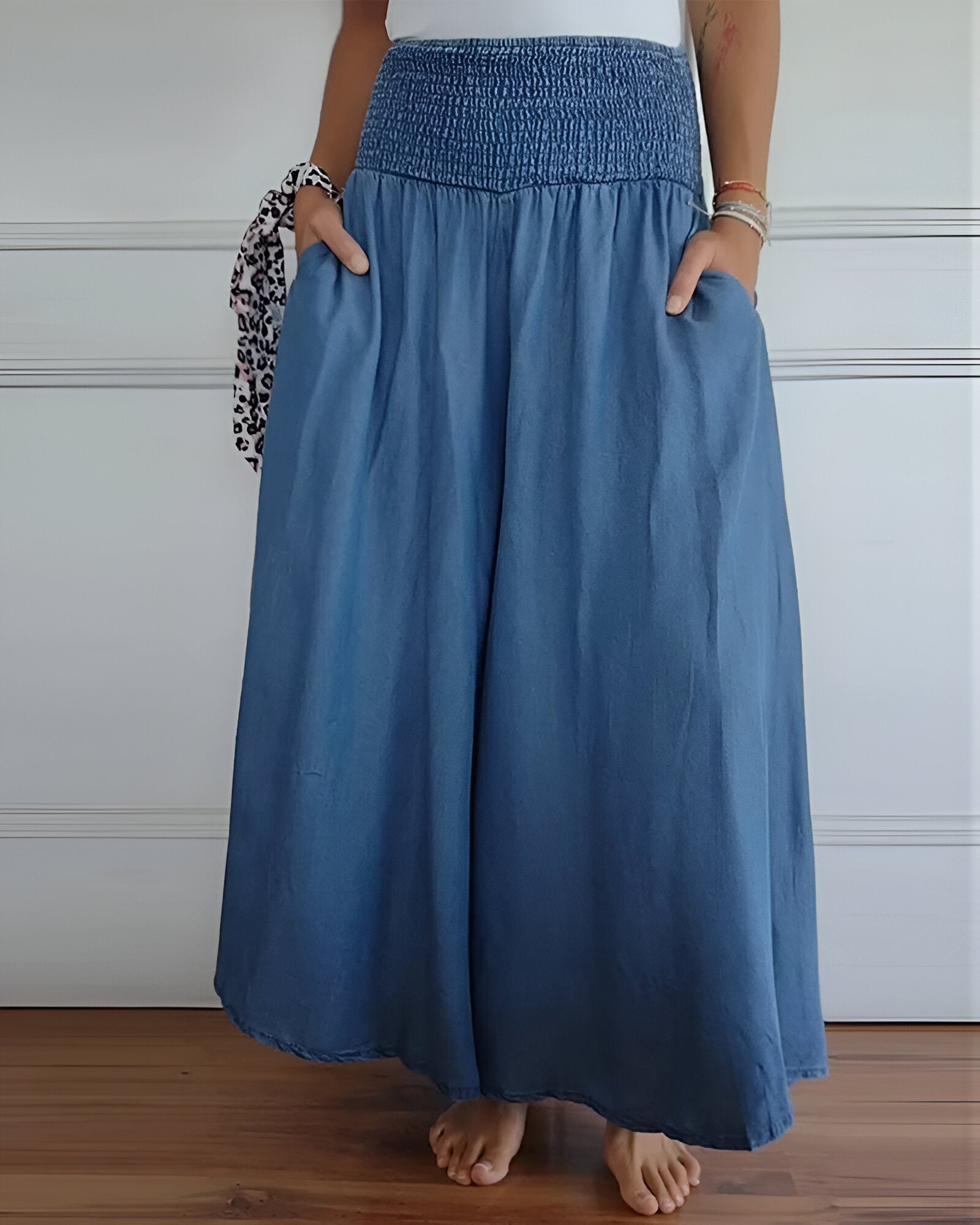 Women's Wide Leg Pants Smocked Waist - VibreMode