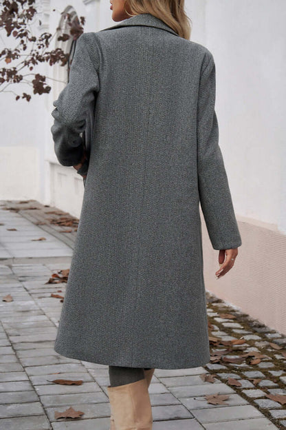 Women's Double Breasted Long Coat Warm Wool