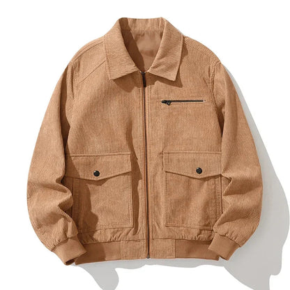 Men's Corduroy Bomber Jacket Relaxed Fit Casual - VibreMode