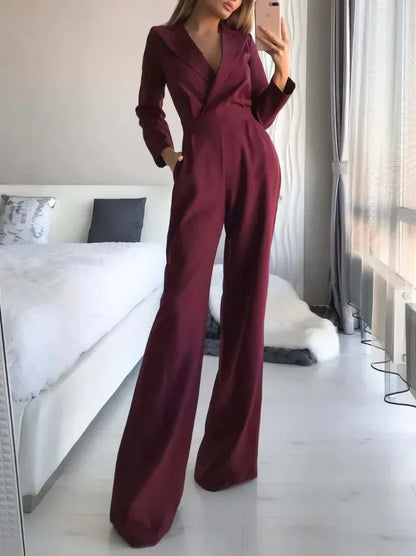 Women's Long Sleeve Jumpsuit Elegant Black