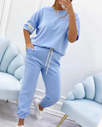 Women's Two Piece Short Sleeve Jogger Set