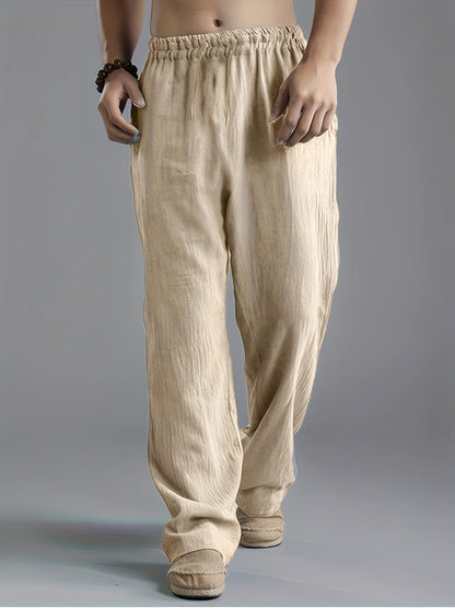 Men's Linen Pants Breathable Beige