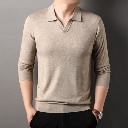 Men's Long Sleeve V-Neck Polo Shirt