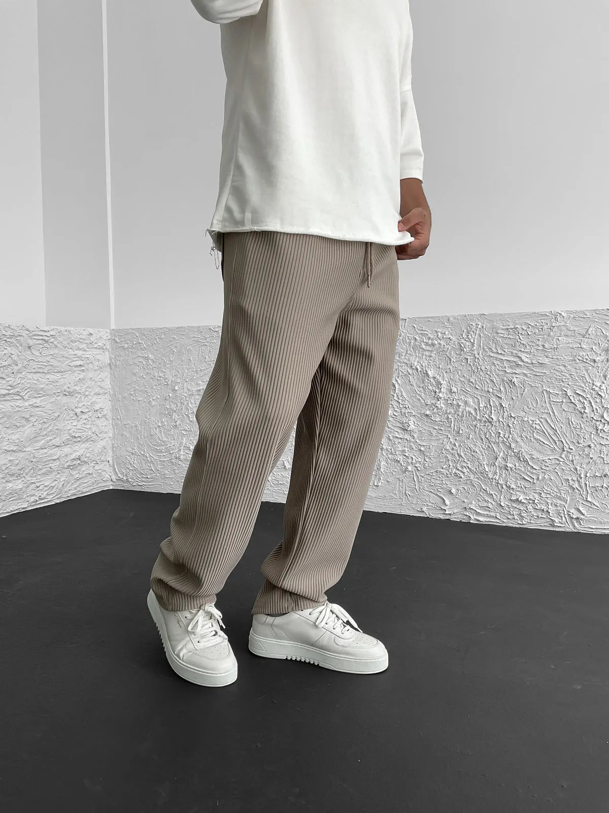 Men's Wide Leg Lounge Pants Vertical Stripe