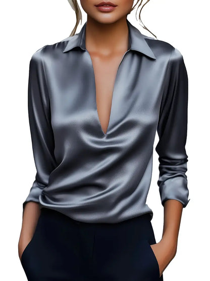Luxury Soft V-Neck Satin Top