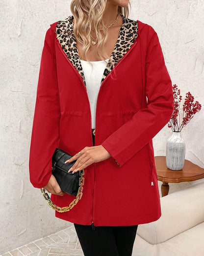 Versatile Leopard Print Reversible Jacket