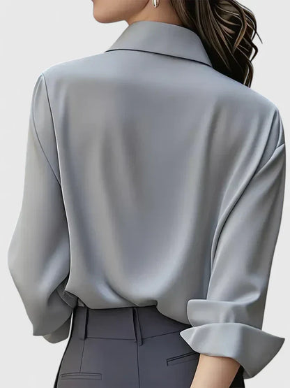 Classy Ladies Button Front Blouse with Hidden Buttons