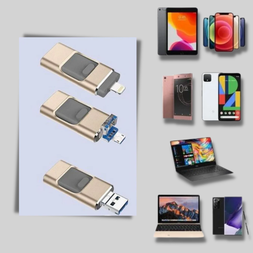 4-In-1 Usb Flash Drive Multi Connector Storage