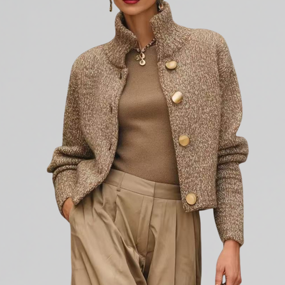 Women's Cropped Button Front Jacket - VibreMode
