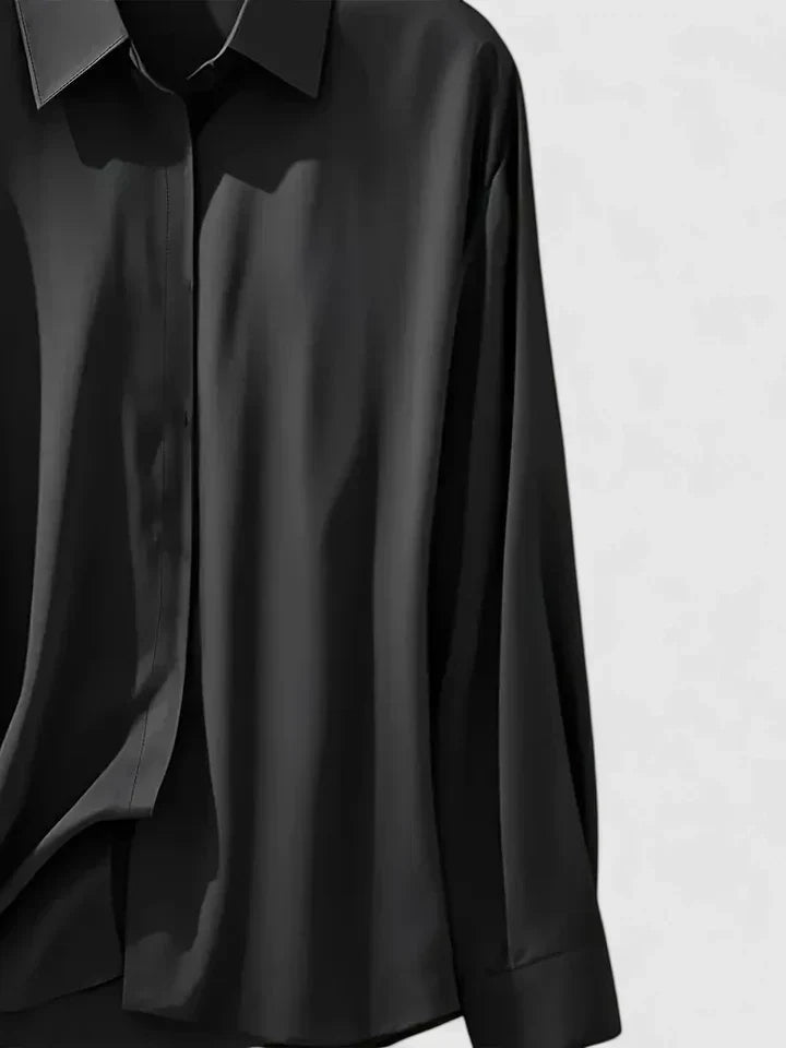 Classy Ladies Button Front Blouse with Hidden Buttons
