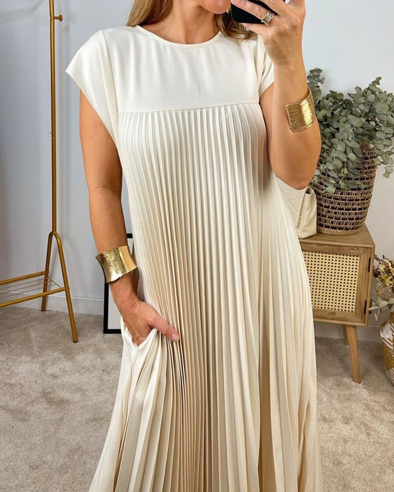Women's Pleated Maxi Dress Flowy Cocktail - VibreMode