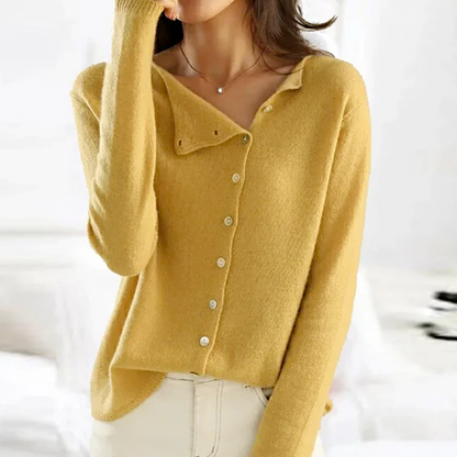 Women's Asymmetric Knit Cardigan Long Sleeve Button