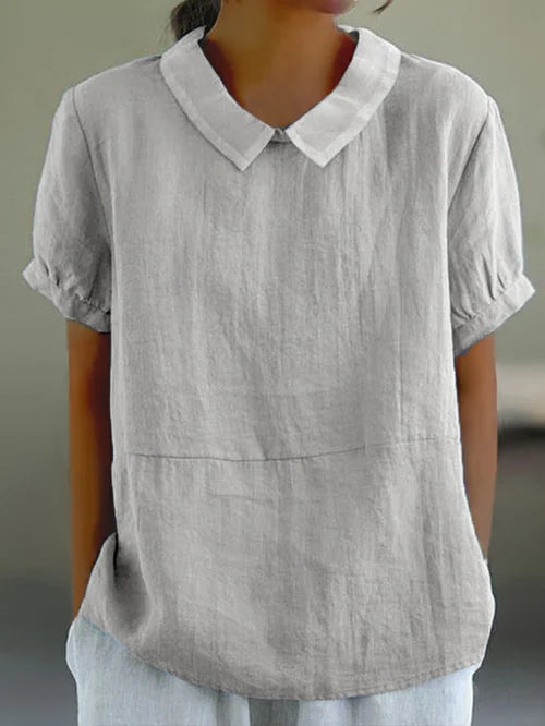 Women's Cotton Linen Blouse Natural Beige