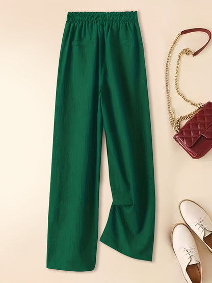 Women's Linen Blend Wide Leg Trousers Lightweight