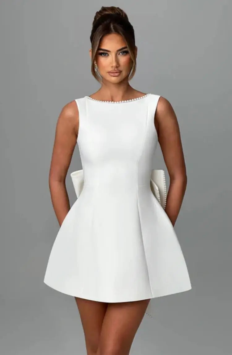 Image of Elaine | Women's Bow Back Mini Dress